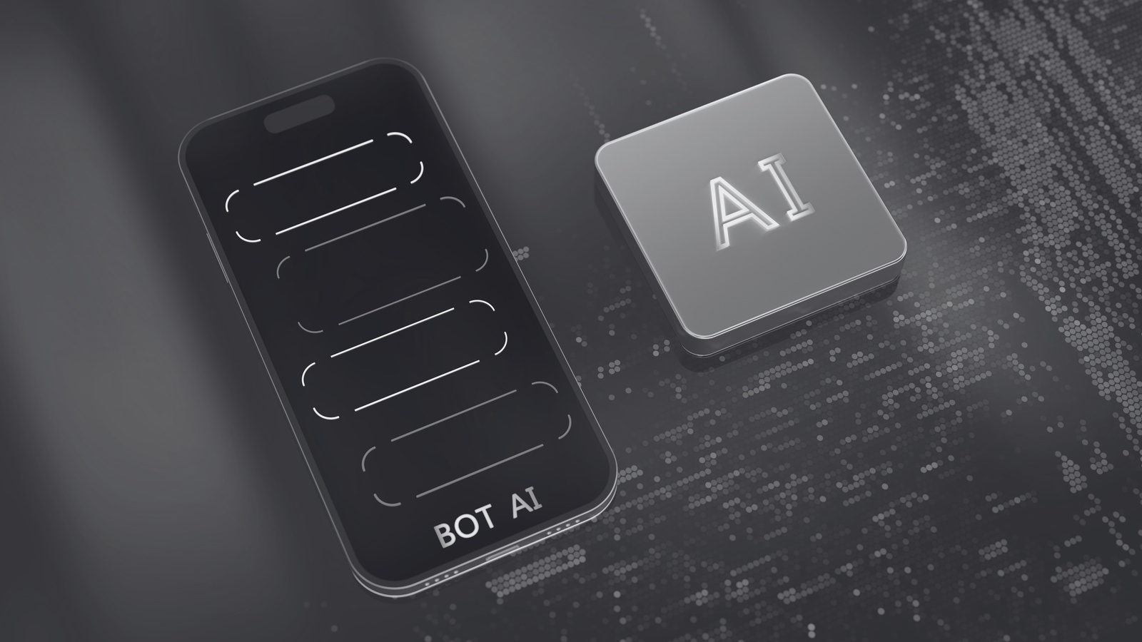 an image of an iPhone next to an AI button